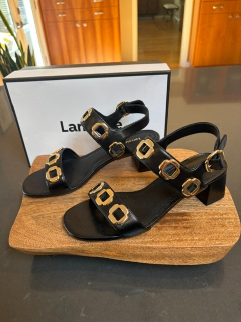 NWT/NIB Larroude Milan Sandal in Black Leather Size 8.5 - Picture 12 of 13